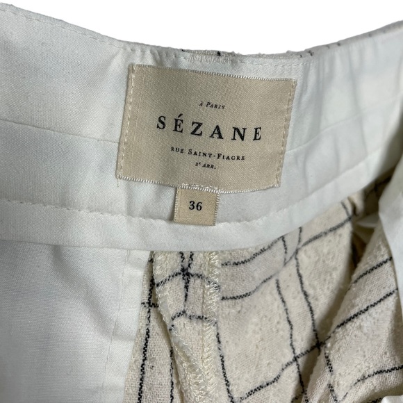 Sezane | Aubin Windowpane Grid Trousers Cream Navy FR 36/US 4 - Picture 7 of 8